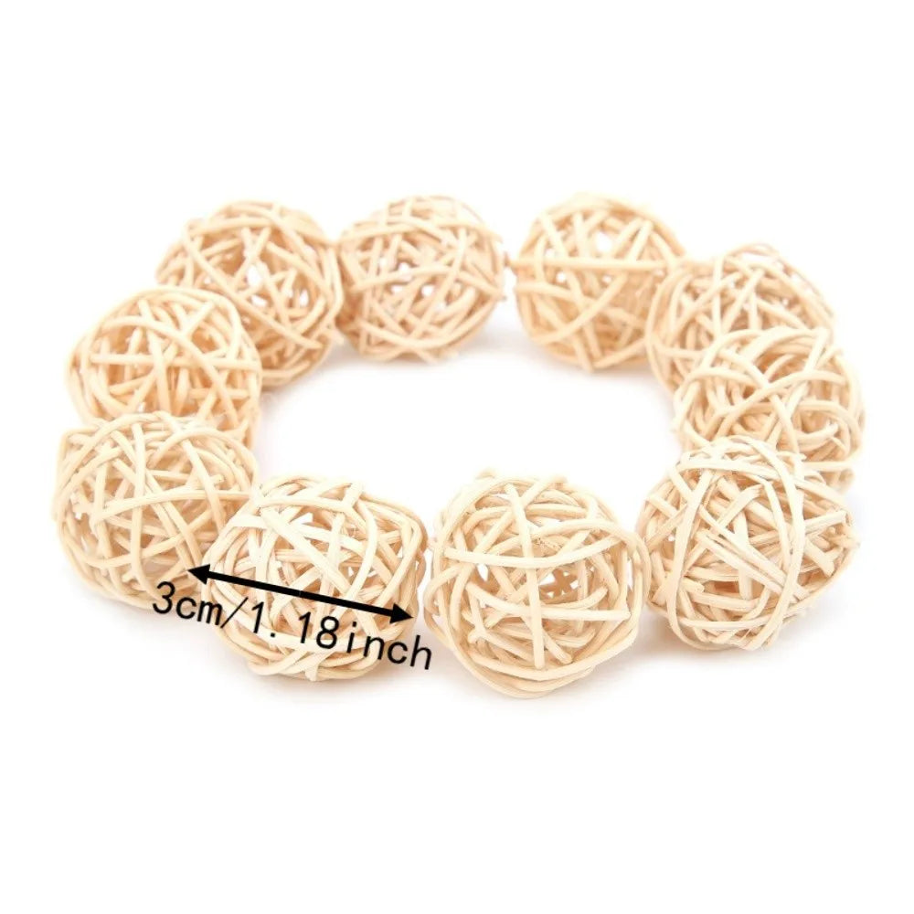 10-Pack Natural Rattan Wicker Balls – Bird Chew Toys 3cm
