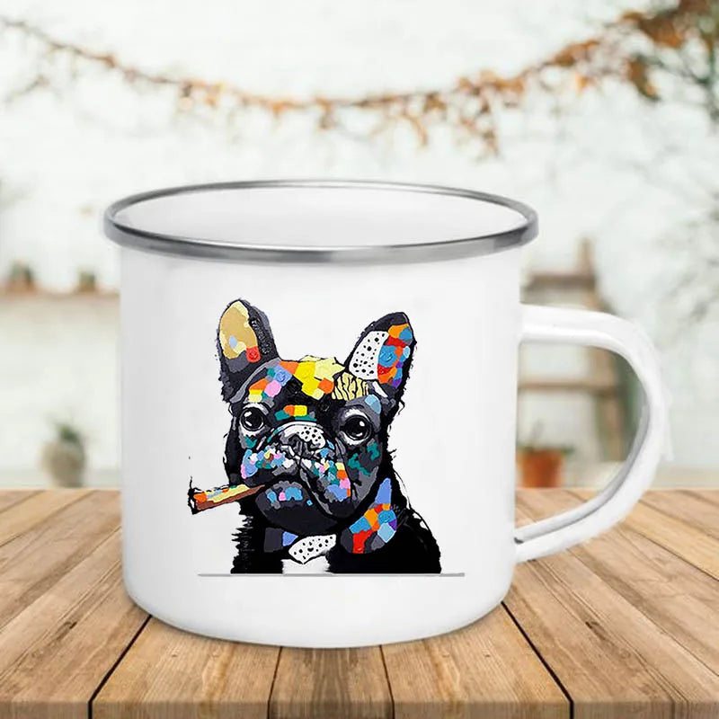 Watercolor Dog Print Enamel Camping Mug 360ml | Dog Lover Gift