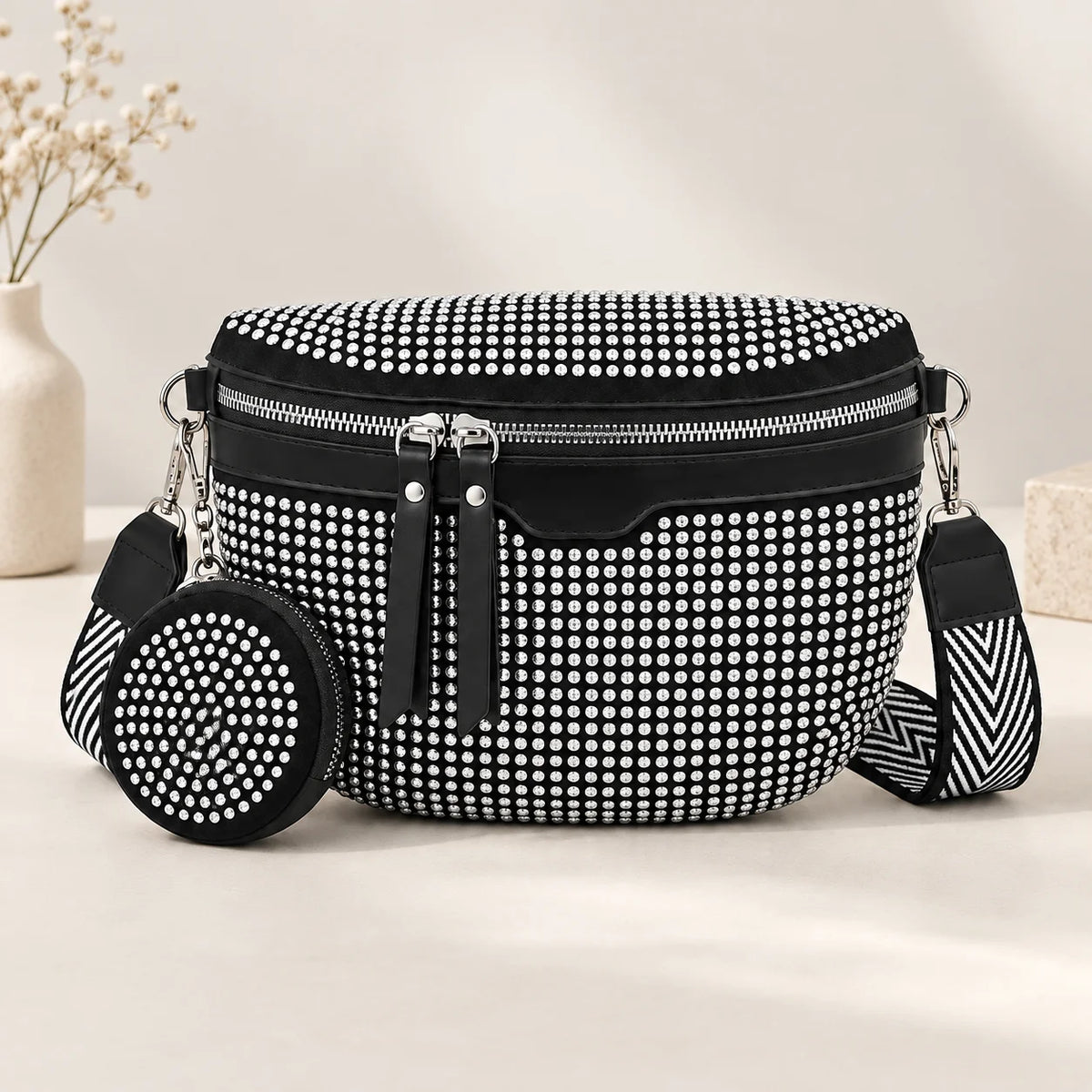 Women's Rhinestone Crossbody Bag | Sparkly Chain Sling Bag
