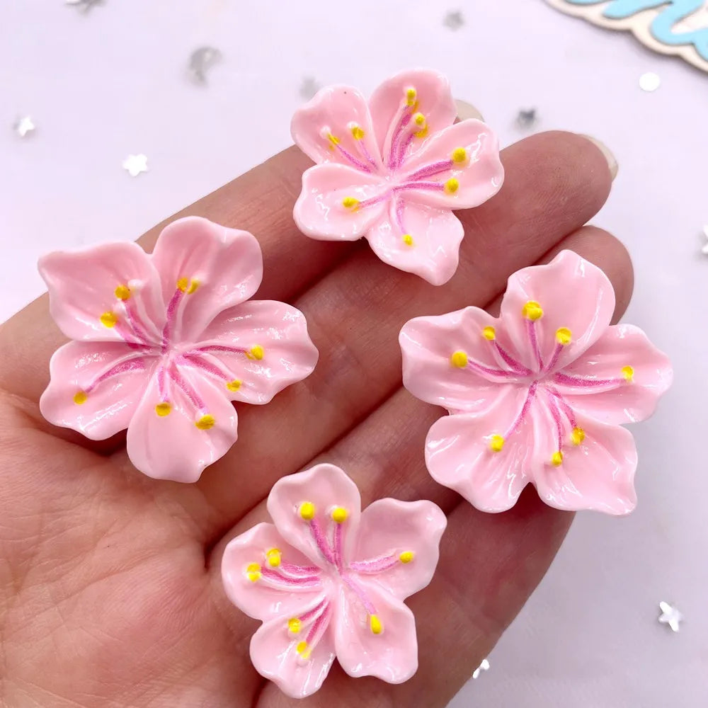10PCS Resin Kawaii Peach Blossom Flatback Craft Embellishments