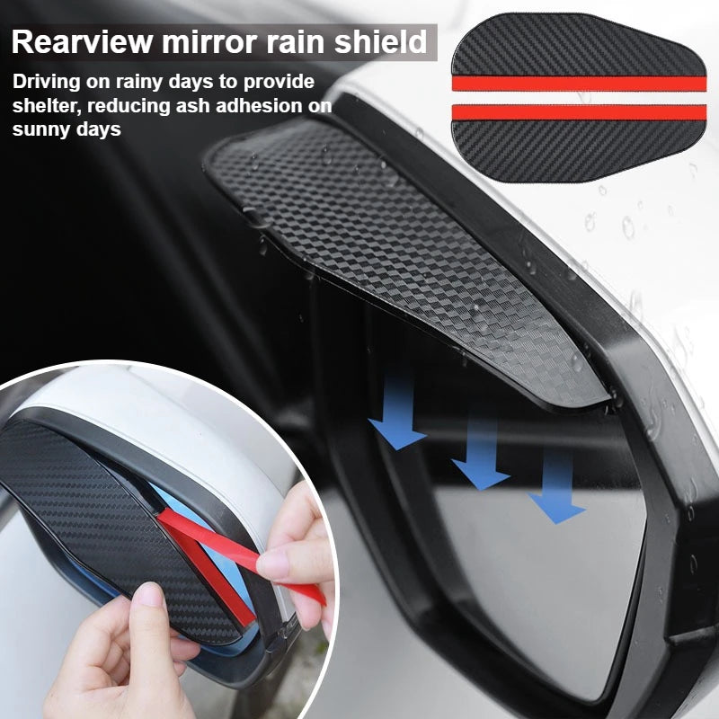 Carbon Fiber Rearview Mirror Rain Guards | Waterproof Baffles 2PC