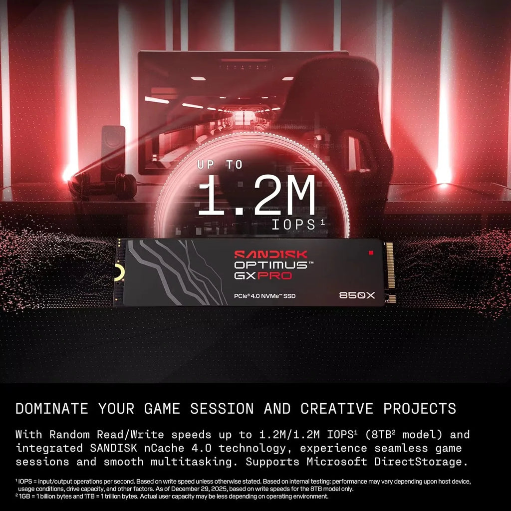 SanDisk Optimus GX PRO 850X NVMe SSD 1TB/2TB PCIe 4.0 M.2