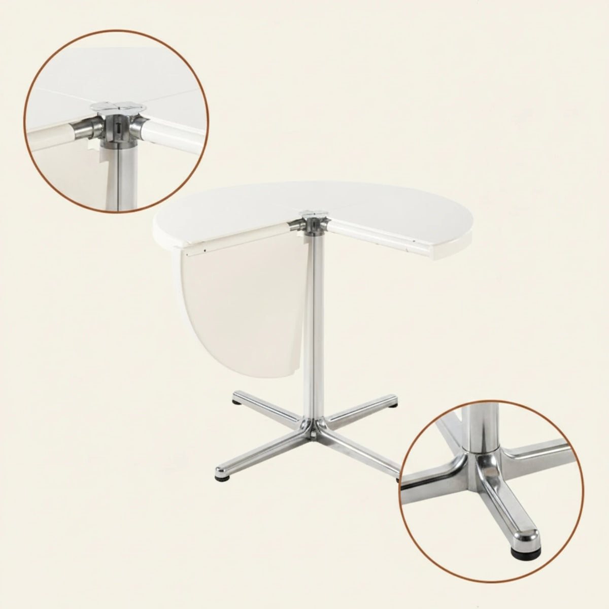 Folding Dining Table | Glossy Compact Round Table for Apartments