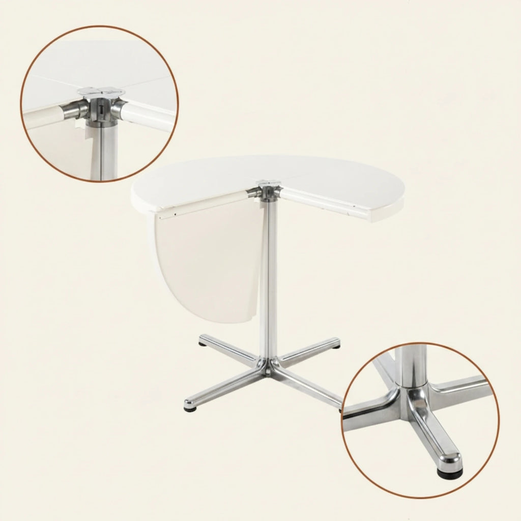Folding Dining Table Glossy Round Compact for Apartments & Kitchen