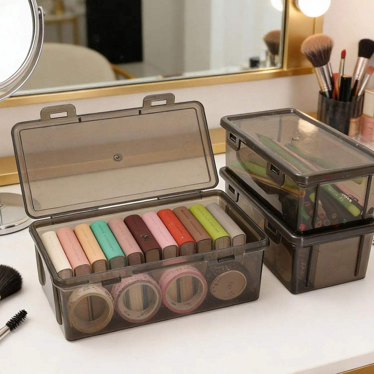 Large Capacity Translucent Plastic Pencil Case & Storage Box