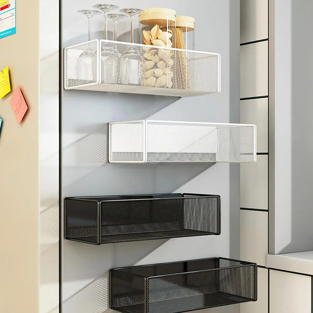 Magnetic Metal Wire Basket Organizer for Fridge & Pegboard