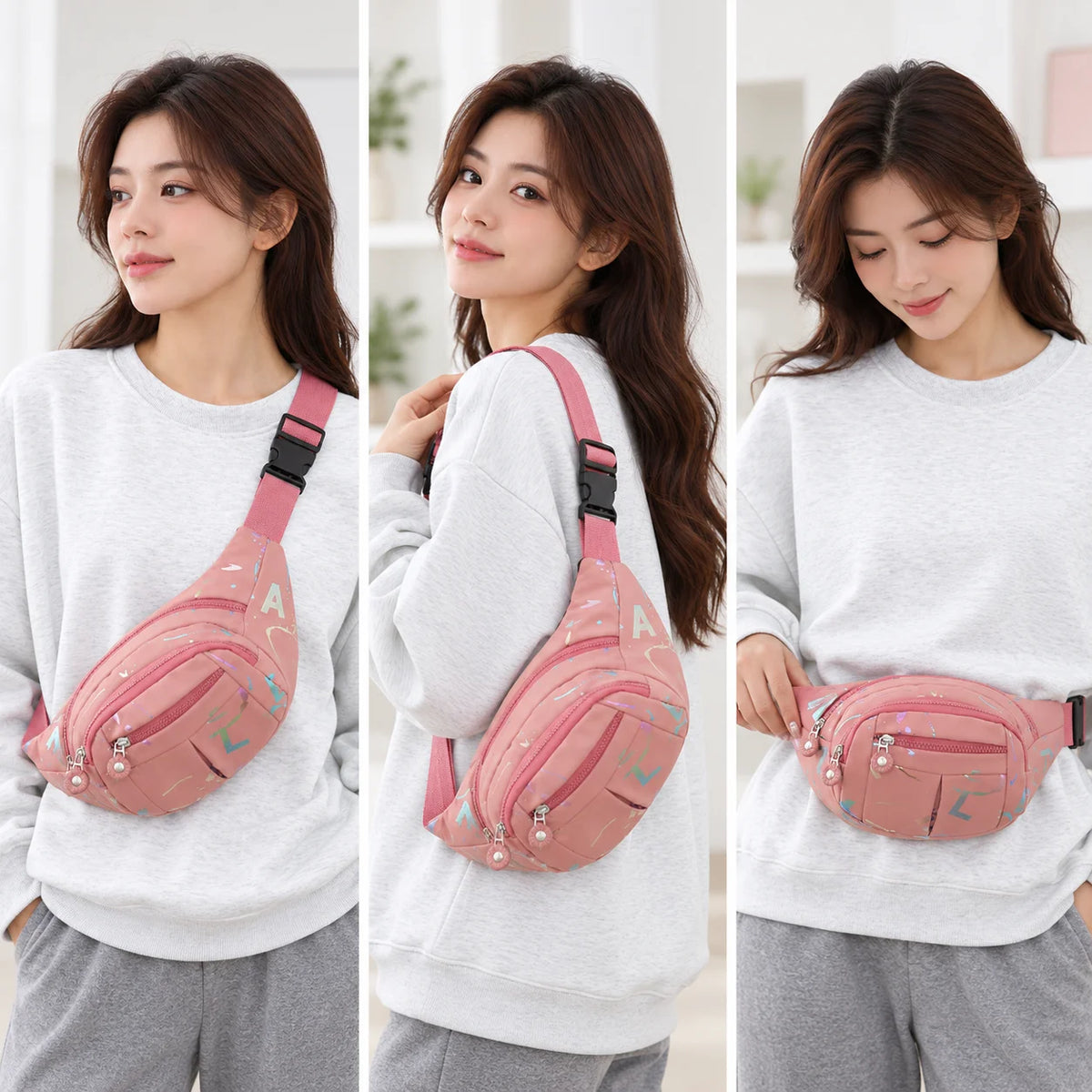 Women's Graffiti Print Multi-Pocket Crossbody Fanny Pack