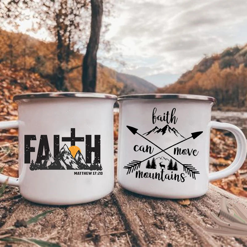 Faith Can Move Mountains Enamel Camping Mug | Camper Gift