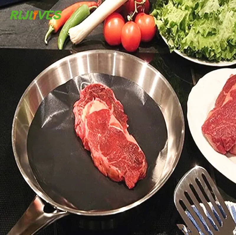 2-Pack Round Non-Stick PTFE Pan Liner Mats – BBQ & Baking