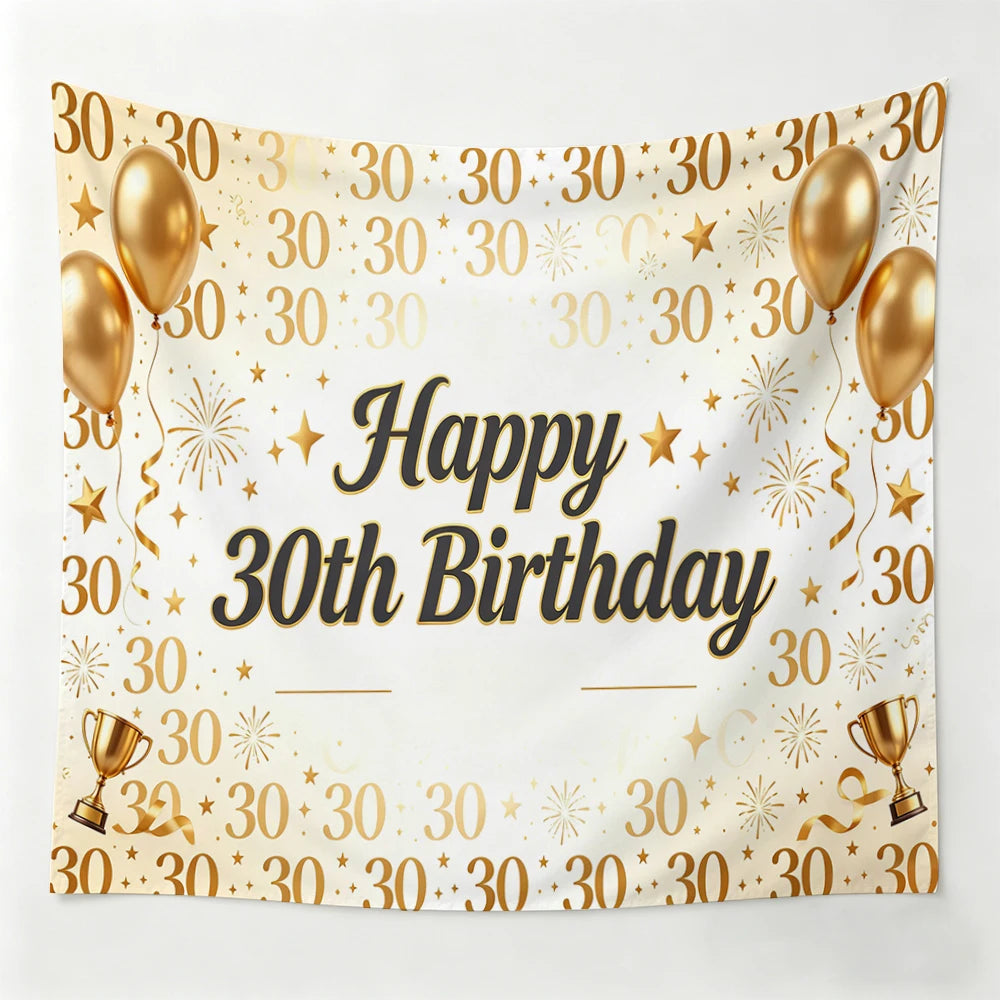 Golden Tulip Pearl Birthday Party Backdrop Hanging Cloth
