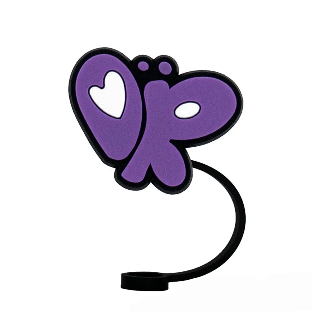 Silicone Butterfly Straw Cover Cap 10mm – Purple Stanley Topper