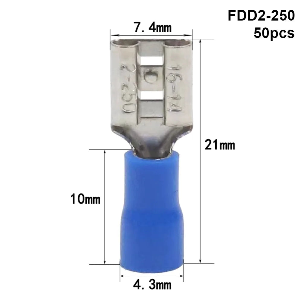 50-Pack Insulated Crimp Spade Terminal Connectors 2.8/4.8/6.3mm