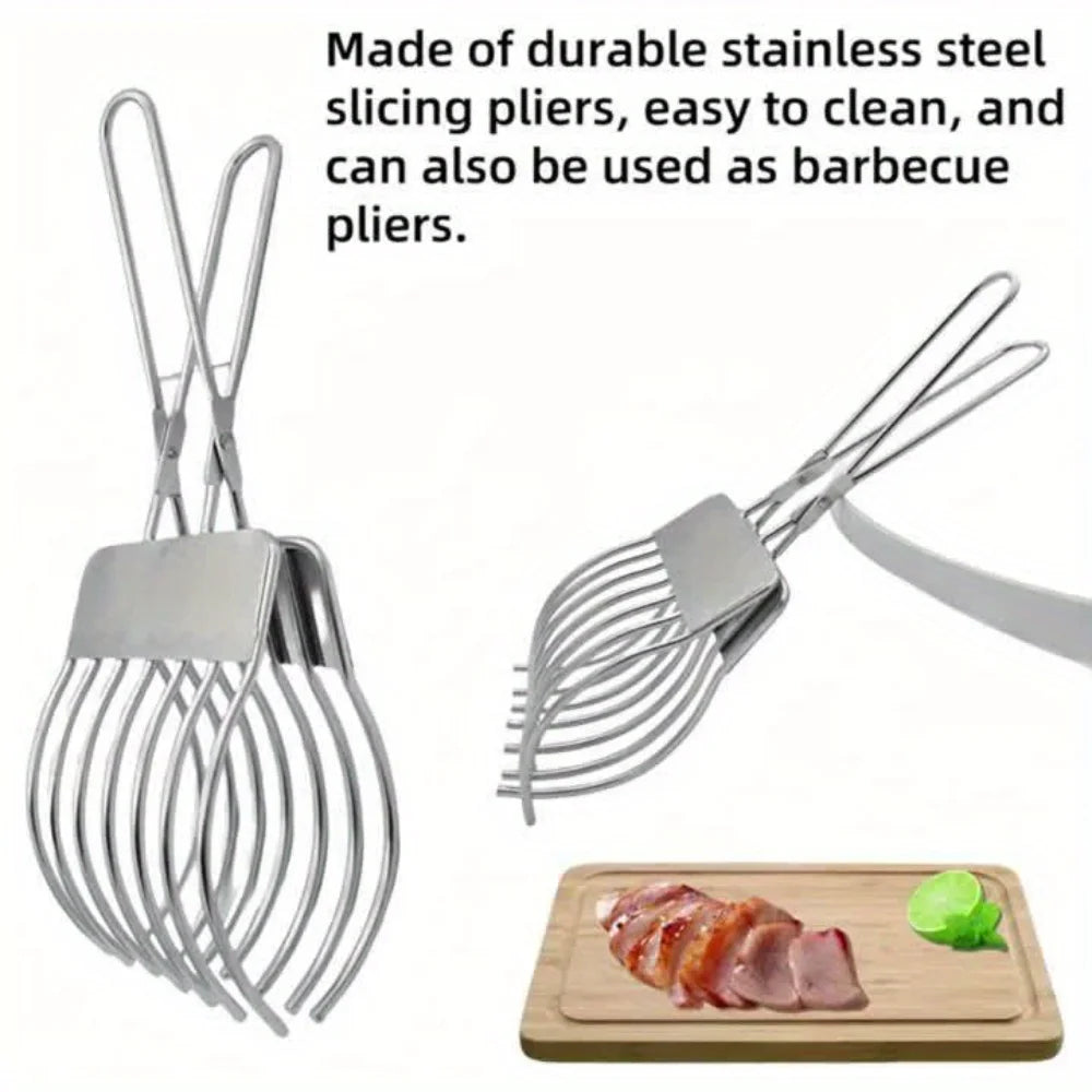 Stainless Steel Multi-Function Slicer BBQ Clip | Meat & Bread Cutter