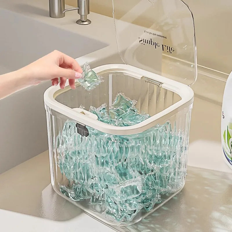 Pop-Up Lid Desktop Storage Box – Waterproof 1L Container