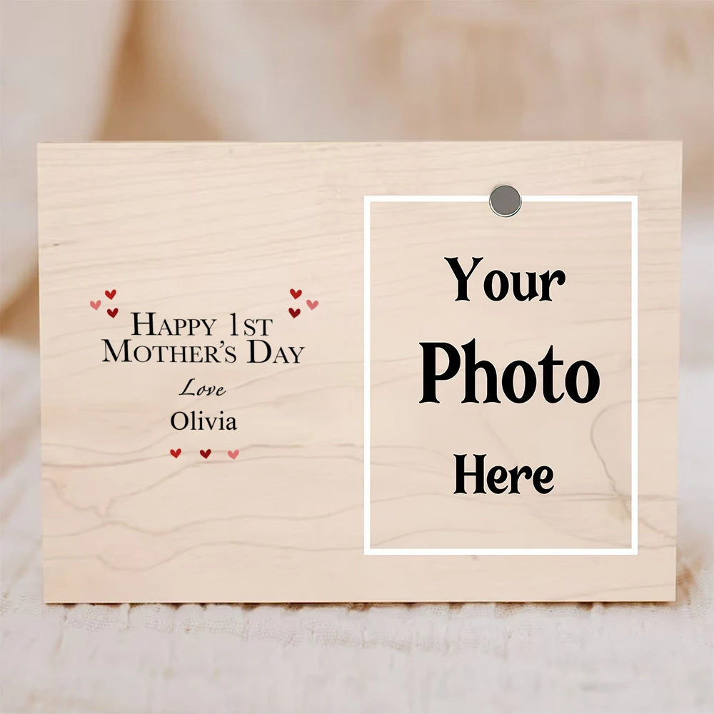 Personalised Wood Photo Frame – Custom Mother's Day Gift