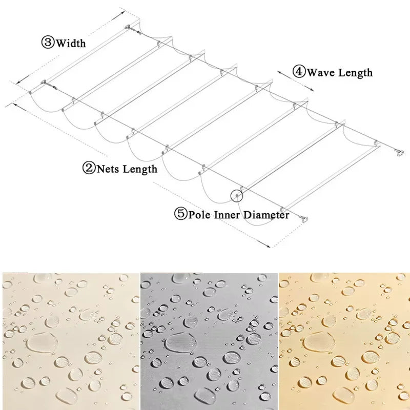 Retractable Wave Sunshade Canopy – Waterproof UV Block
