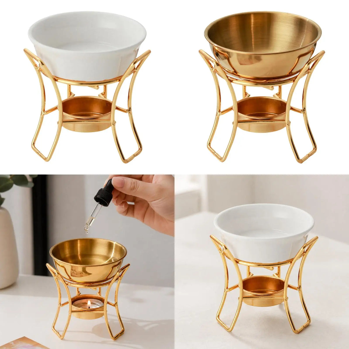 Stainless Steel Aroma Oil Burner & Tealight Holder | Spa Decor