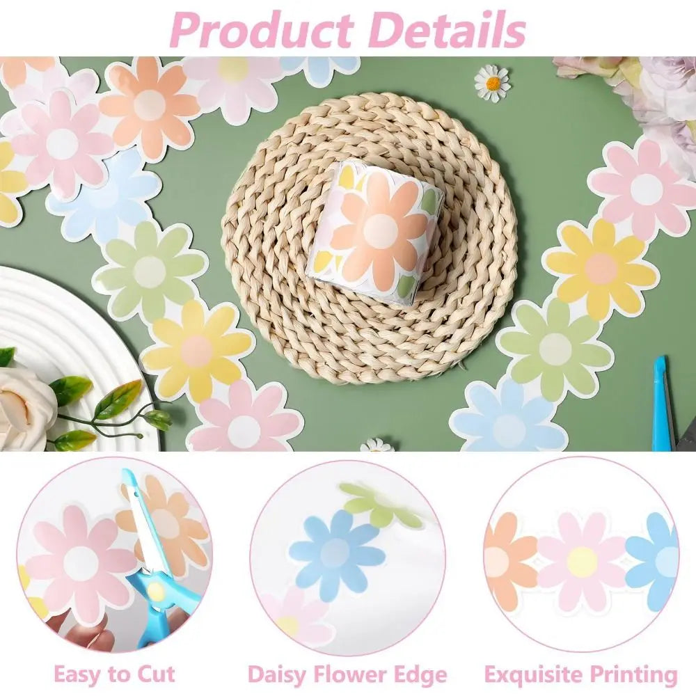 Flower Border Stickers DIY Wall & Board Decor Roll – 10m