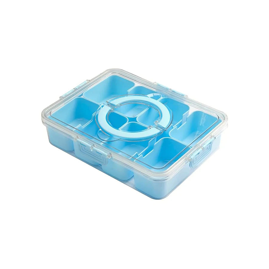 Snackle Box 8-Compartment Divided Serving Tray with Lid