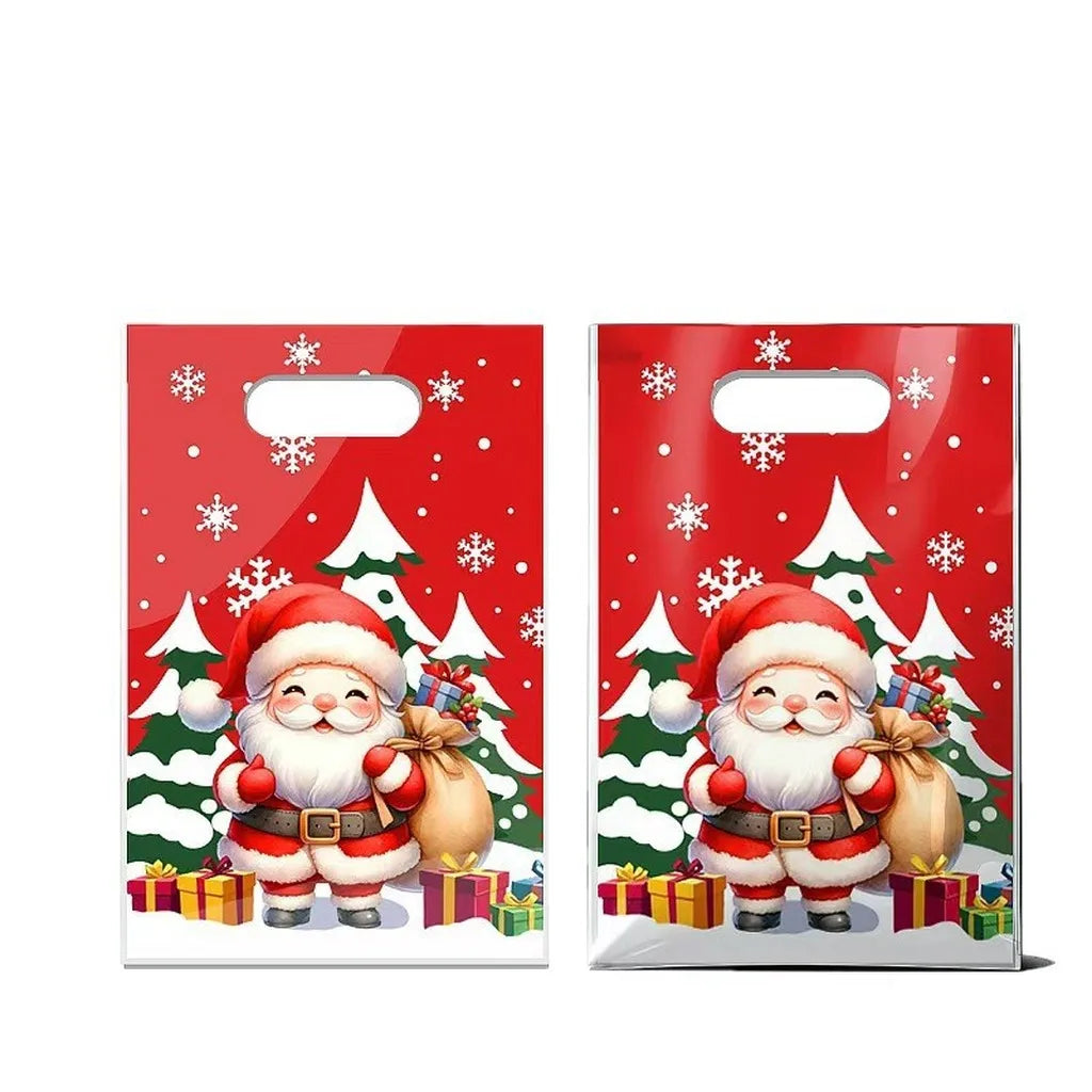Christmas Handle Gift Bags PE Plastic 50pcs – 7 Designs