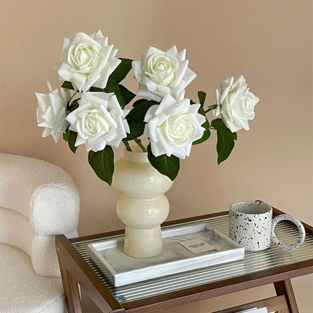 Real Touch Artificial Rose Single Stem – Multicolor Silk Flower