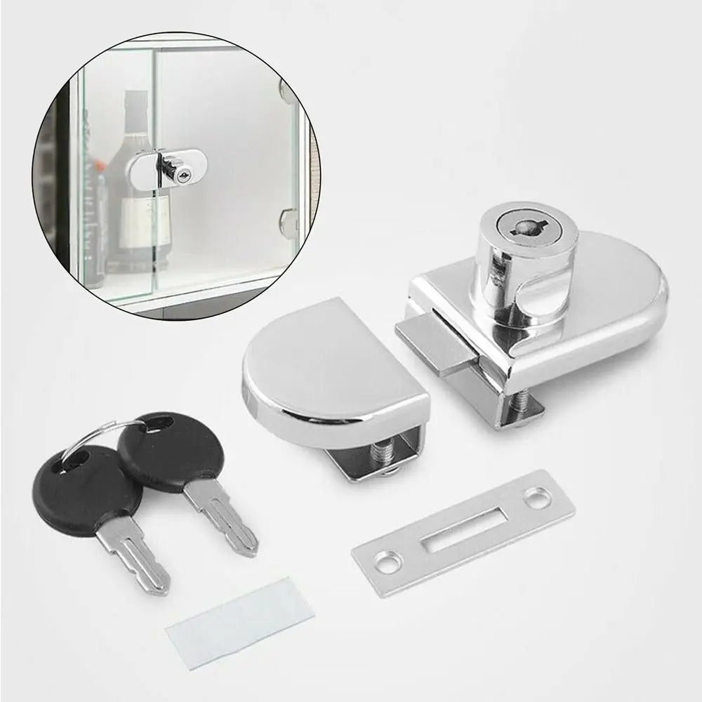 Punch-Free Glass Cabinet Door Lock | Zinc Alloy, No Drilling
