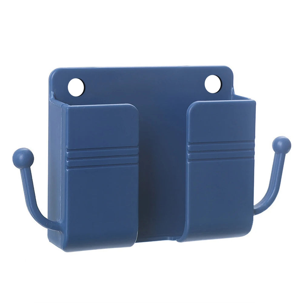 Universal Wall Mount Phone Holder – Dual Slot & Hooks