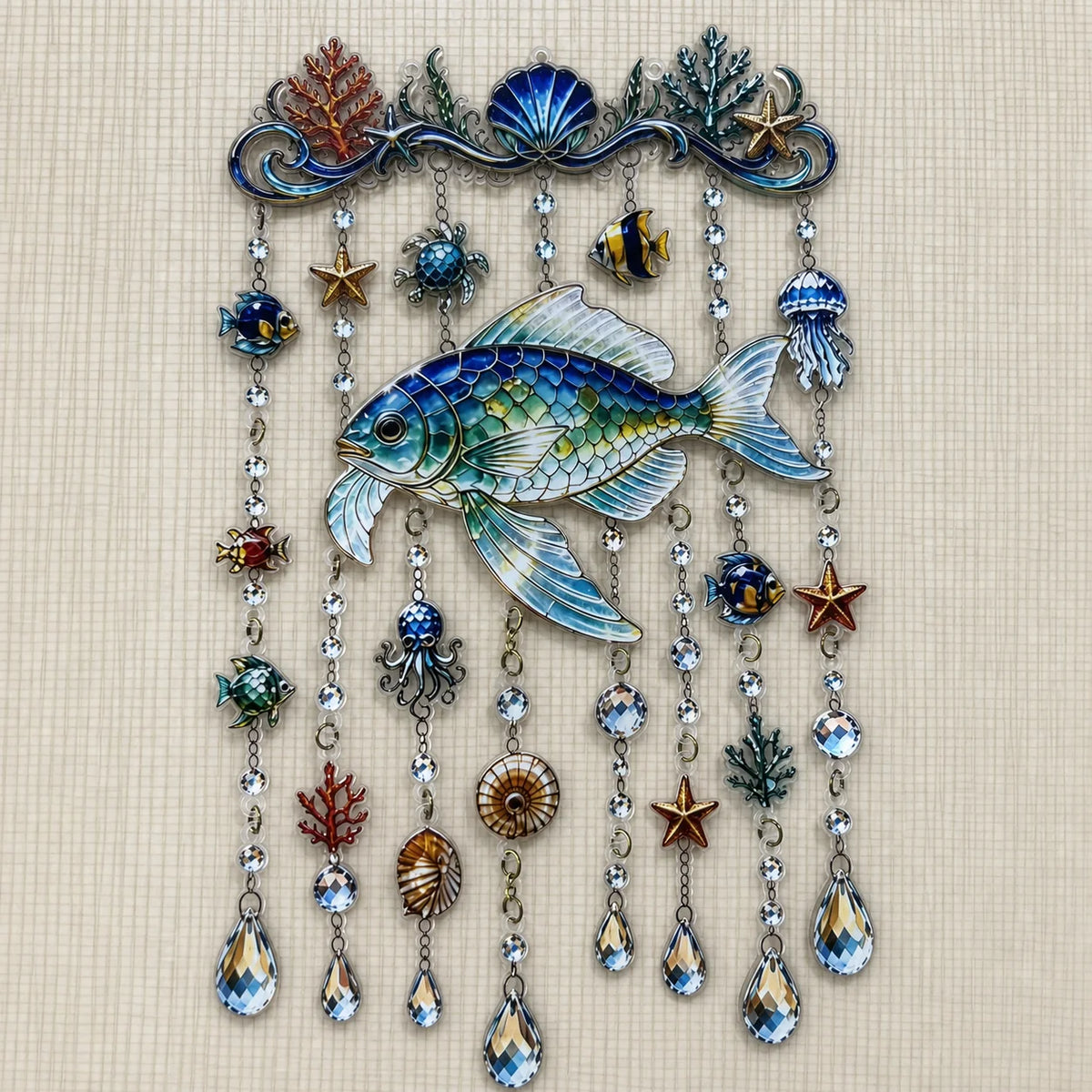 Ocean Sea Turtle Stained Glass Wind Chime – Acrylic Crystal