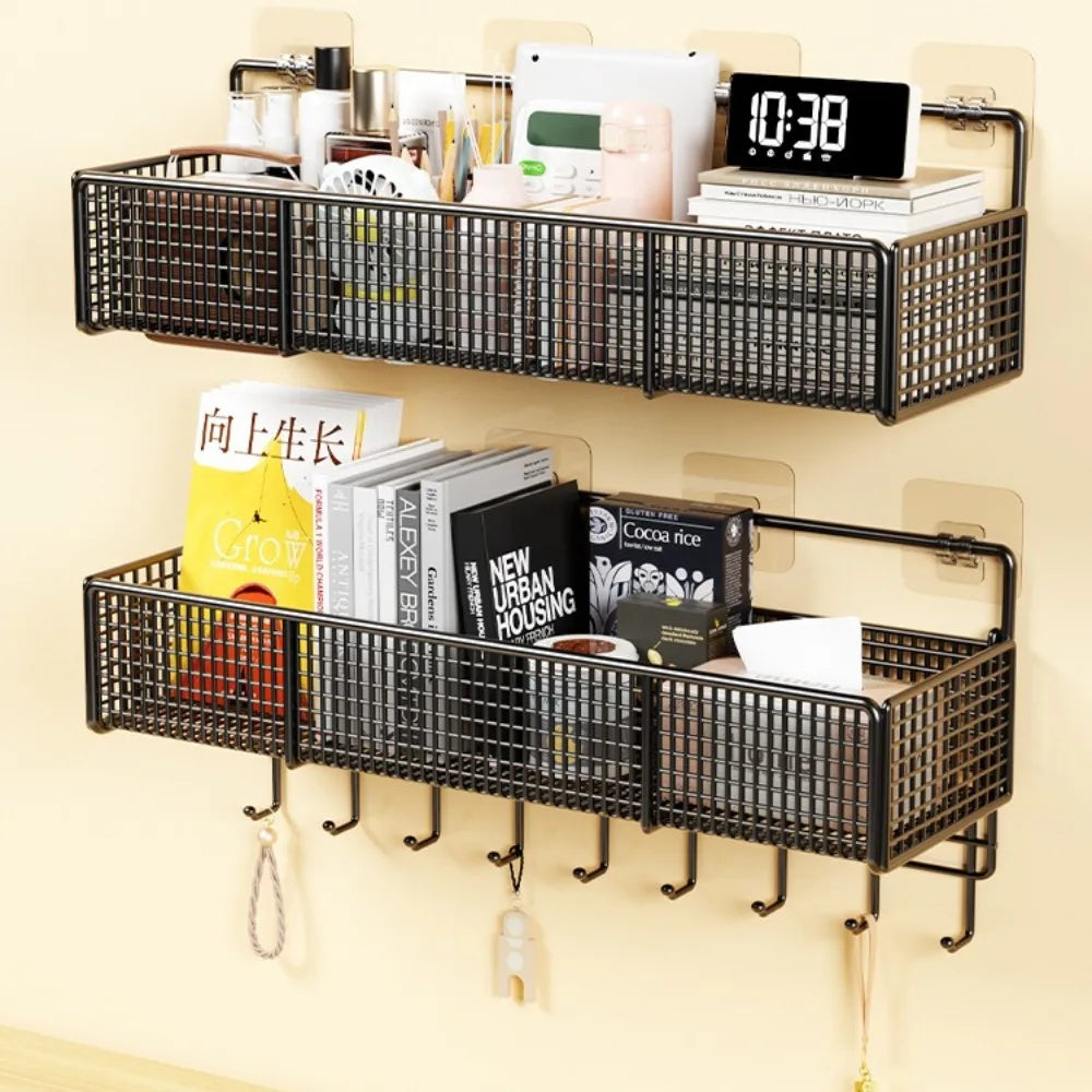 No-Drill Wall Hanging Storage Basket – Dorm Bedside Shelf