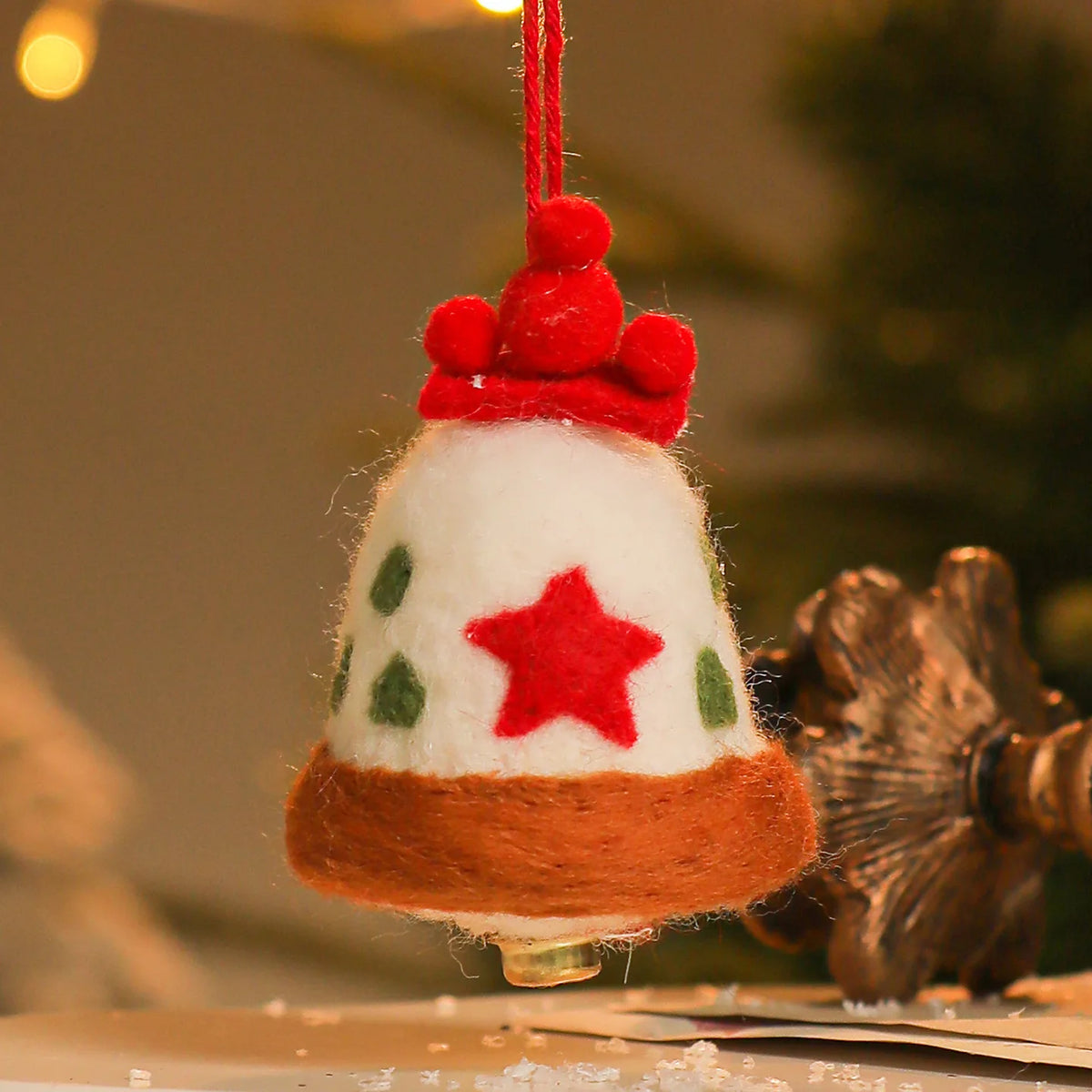Wool Felt Christmas Bell Ornaments – Santa & Snowman