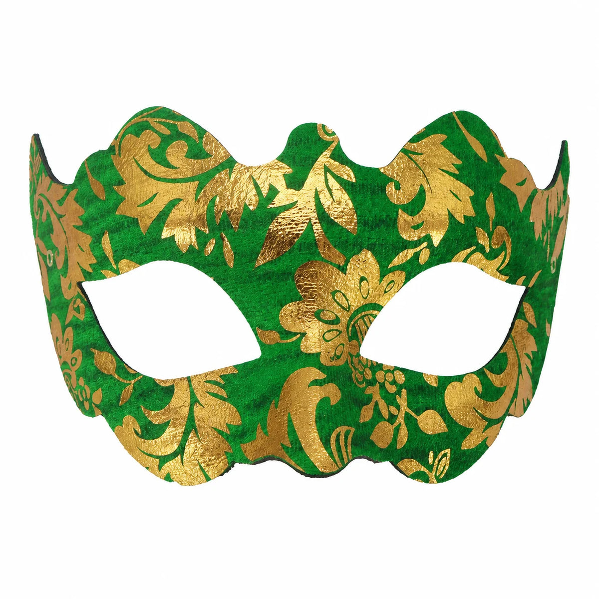 Flocked Gold Foil Half Face Jazz Masquerade Mask – Adults