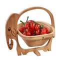 Foldable Bamboo Fruit Basket & Heat-Resistant Wooden Tray
