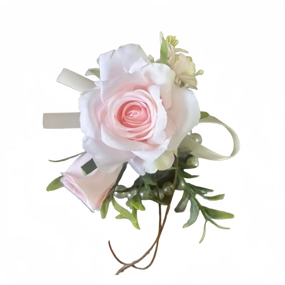 Silk Rose Boutonniere & Wrist Corsage – Wedding Accessories