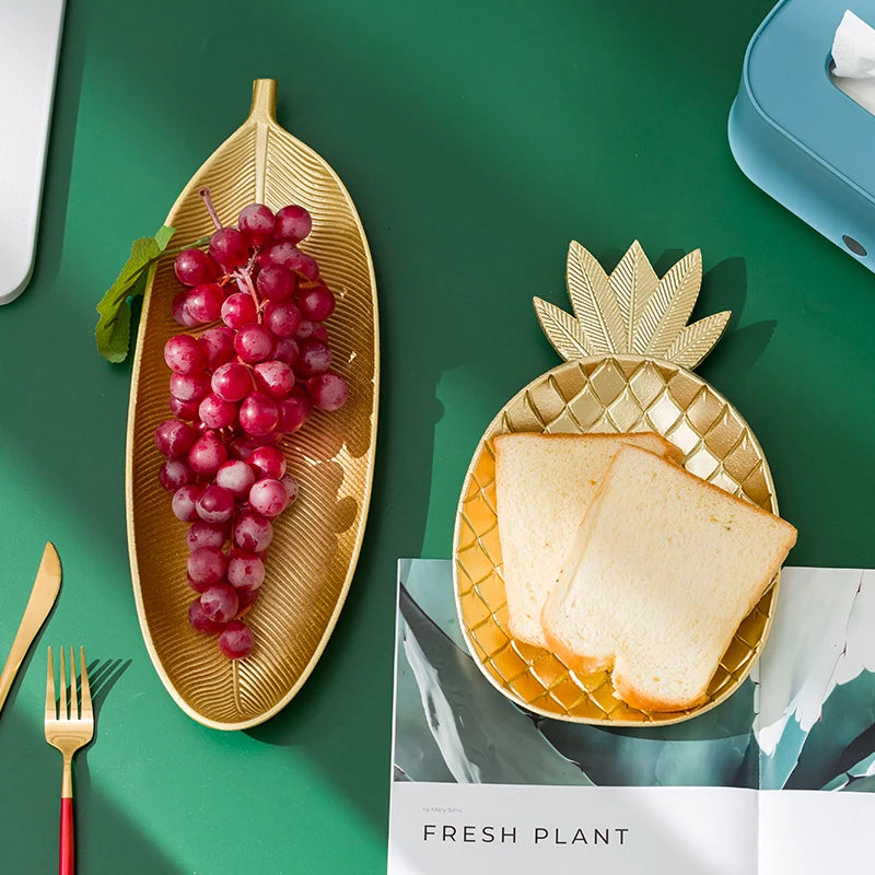 Gold Pineapple Leaf Jewelry Tray | Minimalist Storage Dish