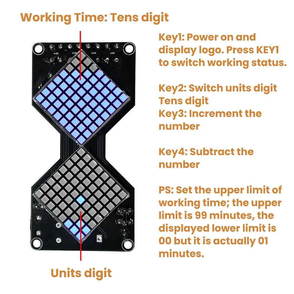 LED Dot Matrix Electronic Hourglass DIY Soldering Kit – 5V