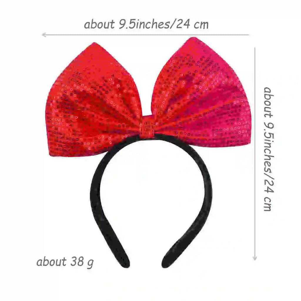 Sequin Bow Christmas Headband | Oversized 3D Hair Accessory