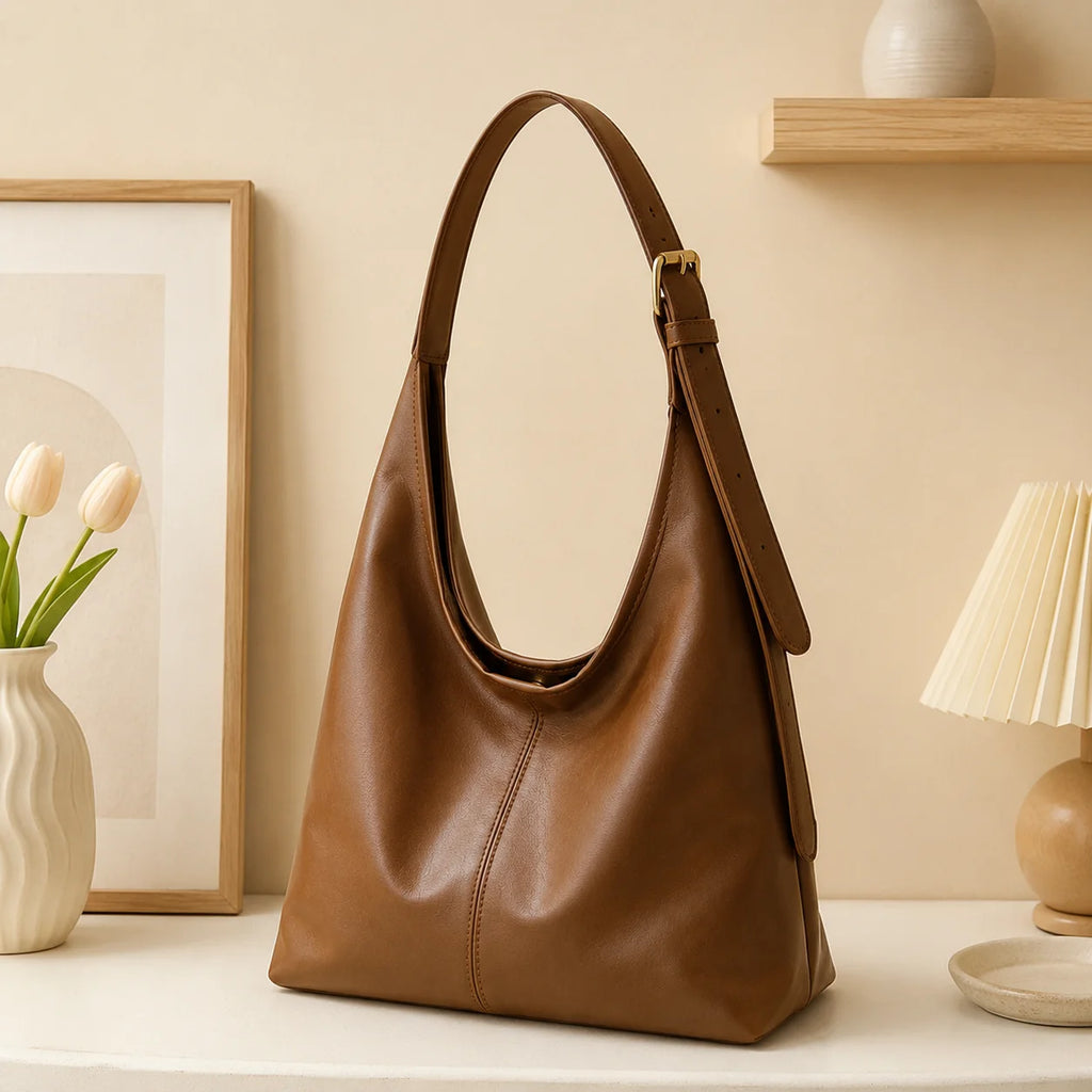 Women's Large Capacity Hobo Shoulder Bag – Slouchy PU Tote