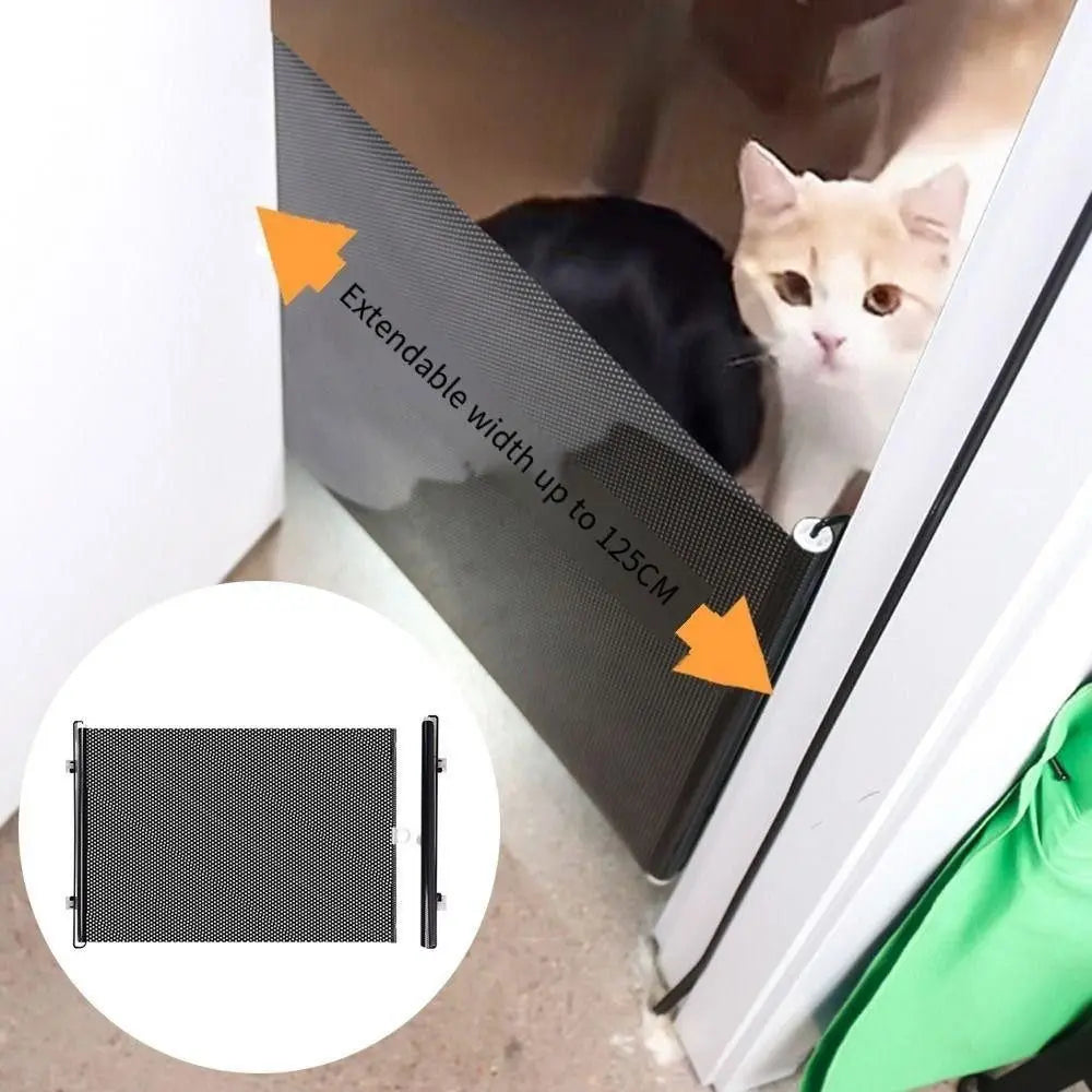 Retractable Folding Pet Safety Gate with Universal Hooks