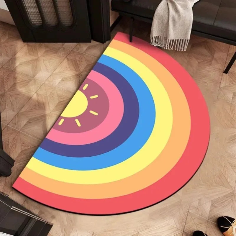 Semicircular Rainbow Floor Mat – Non-Slip Absorbent Door Mat