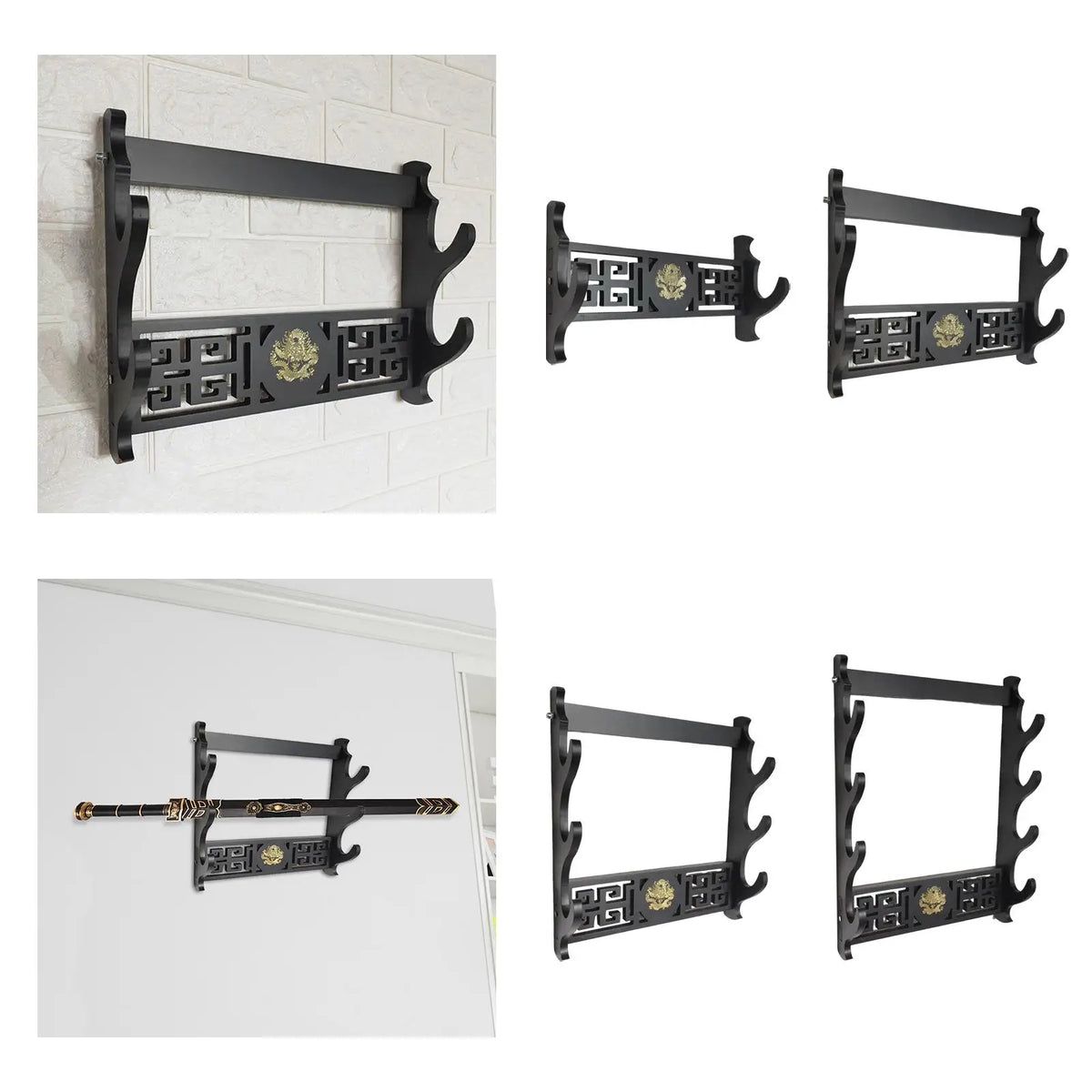 Samurai Sword Wall Mount Display Rack – Dragon Bracket Holder