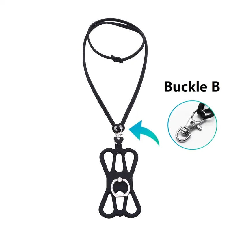Silicone Phone Neck Strap & 360° Ring Stand Holder – Universal