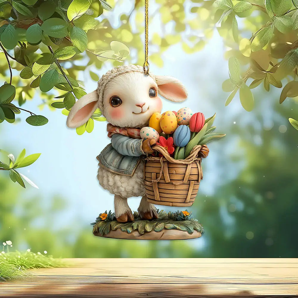 Easter Bunny Coffee Cup Acrylic Charm Pendant – Spring 2025