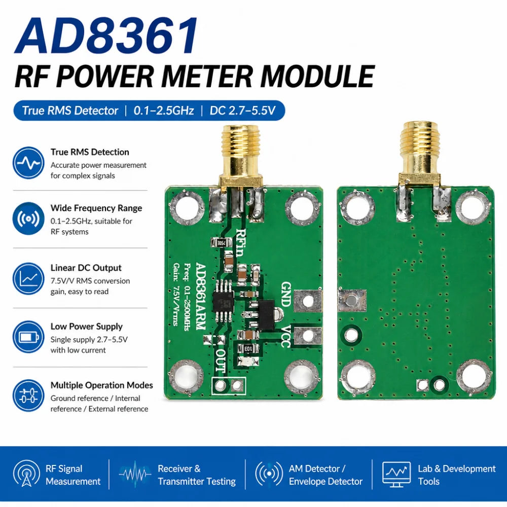 AD8361 RF Power Meter Module 0.1–2.5GHz AM Amplitude Detector