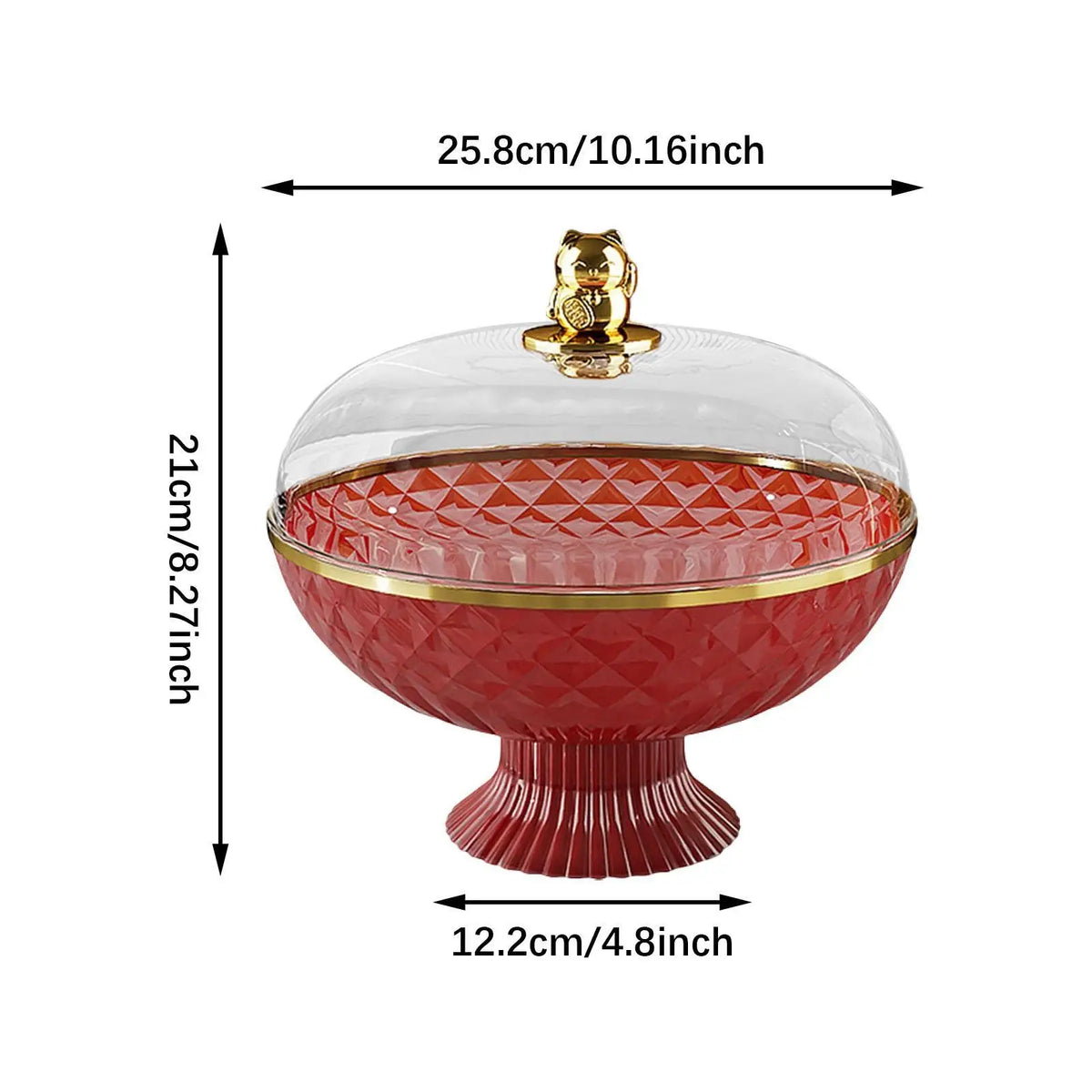 Kesoto Fruit Pedestal Bowl with Transparent Lid & Drain Base