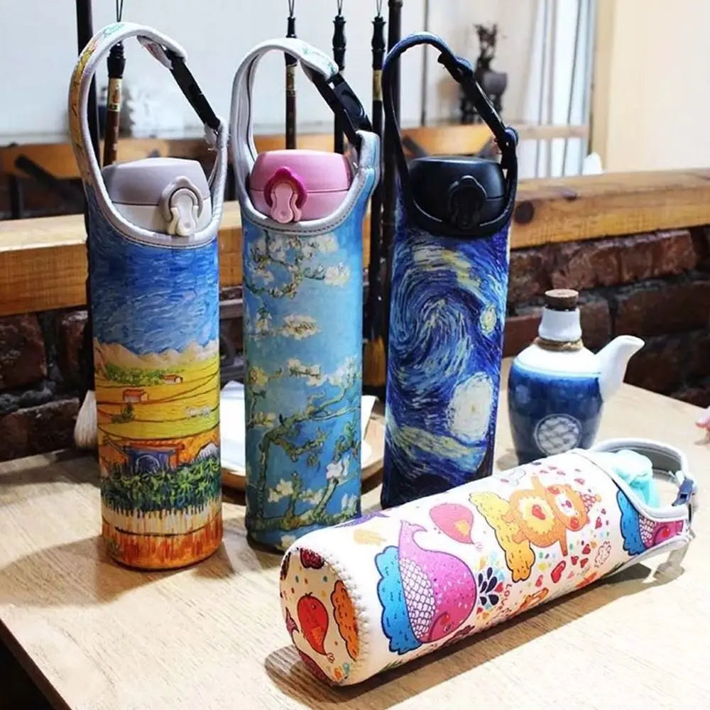 Neoprene Water Bottle Insulator Sleeve with Carry Strap