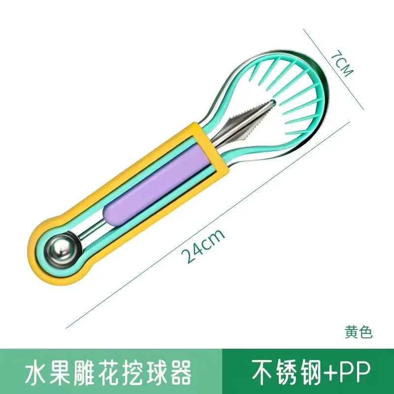 3-in-1 Stainless Steel Watermelon Cutter, Baller & Carving Tool