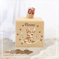 Personalized Wooden Piggy Bank with Name – Kids Coin Box