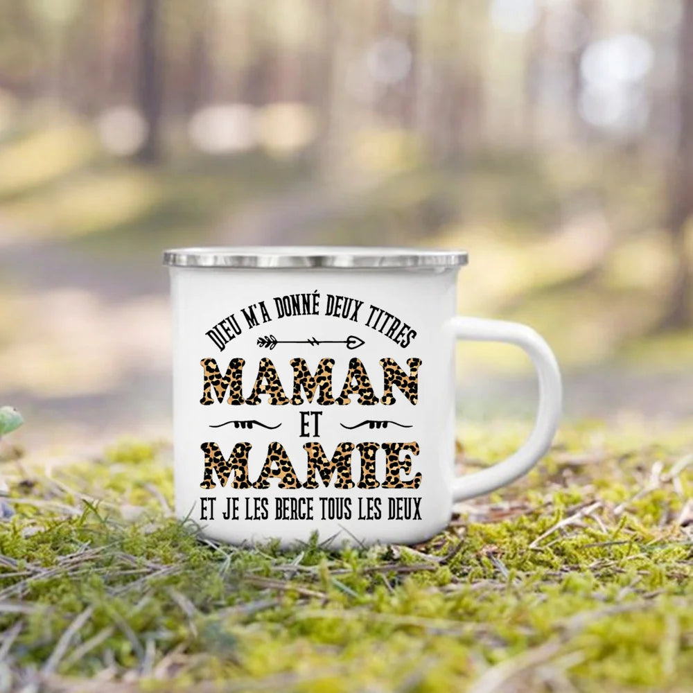 Super Papy Mamie Enamel Mug – Grandma & Grandpa Gift
