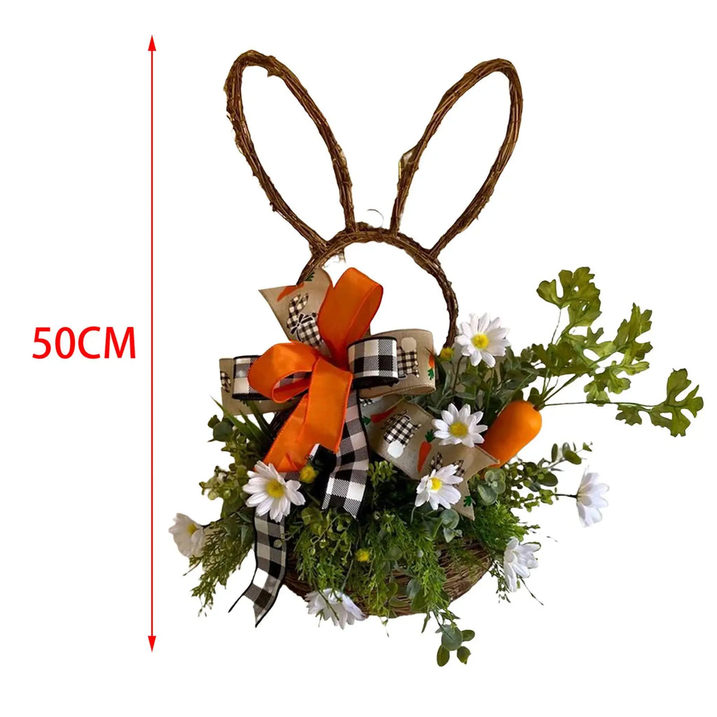 Spring Easter Wreath – Artificial Carrots, Flowers & Leaves 50cm