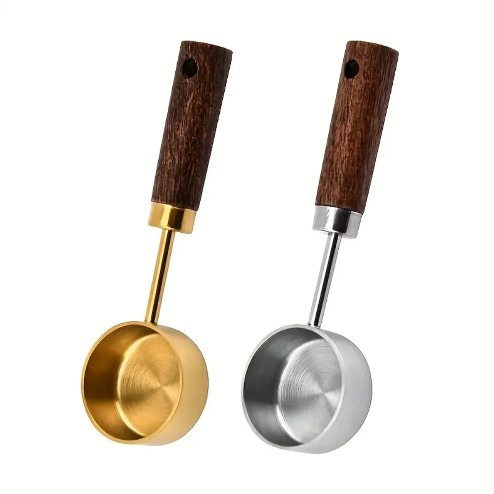 15ml Wooden Coffee Scoop – Stainless Steel Measuring Spoon